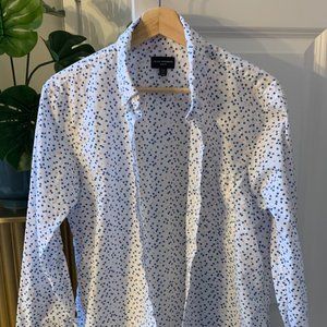 Club Monaco Slim Agave Ditsy Shirt – White / Blue / Orange